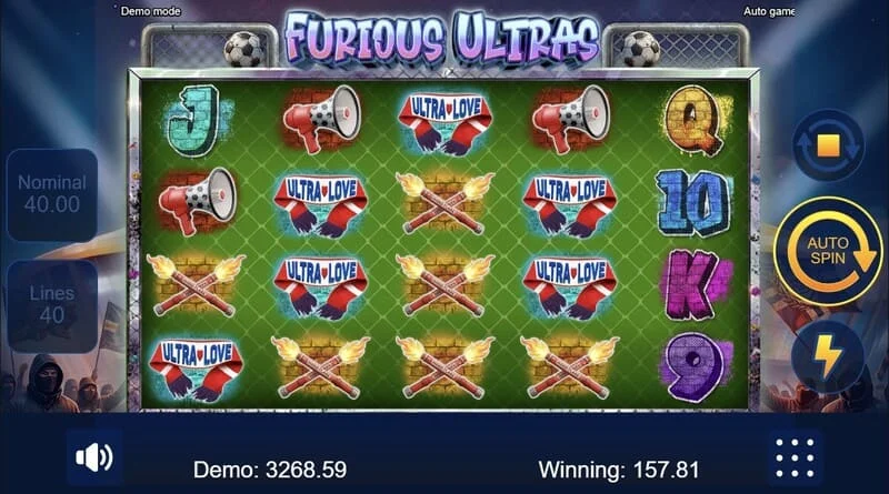 Furious Ultras - স্ট্যান্ড সহ প্রধান খেলার স্ক্রিন